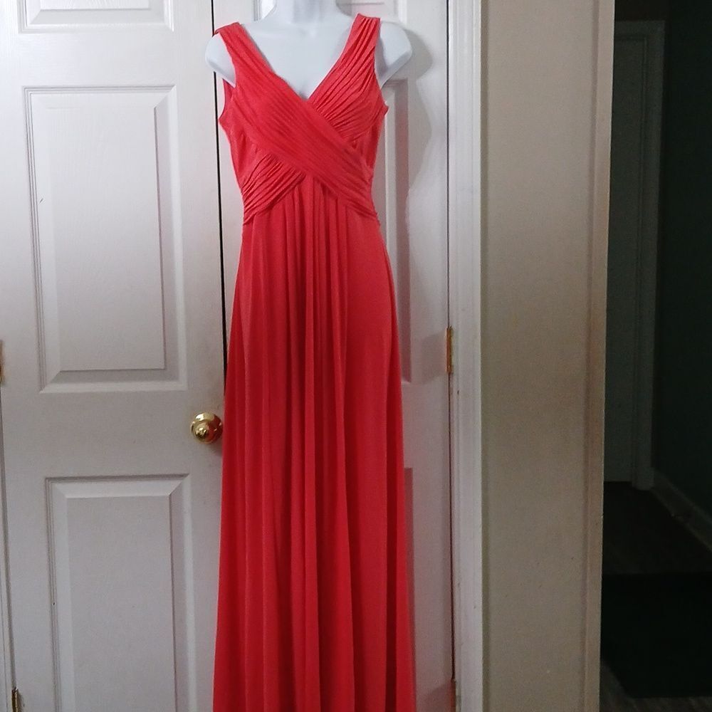 Melrose pleated melon maxi length sleeveless dress Sz 6 NWOT